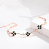 925 Silver Bracelet For Women Clover Flower Lady Rose Hand Acc