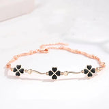 925 Silver Bracelet For Women Clover Flower Lady Rose Hand Acc