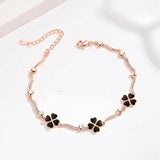 925 Silver Bracelet For Women Clover Flower Lady Rose Hand Acc