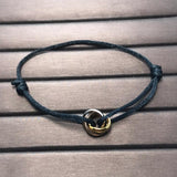 Adjustable Three-Ring Three-Color Lucky Bracelet with Dust Bag
