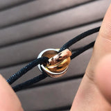 Adjustable Three-Ring Three-Color Lucky Bracelet with Dust Bag