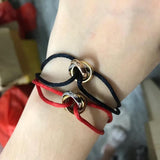 Adjustable Three-Ring Three-Color Lucky Bracelet with Dust Bag