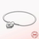 925 Silver Heart Chain Bracelet Women