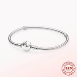 925 Silver Heart Chain Bracelet Women