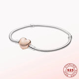 925 Silver Heart Chain Bracelet Women