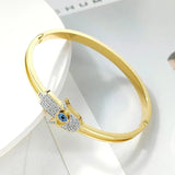 Golden Lucky Hamsa Hand Bracelet EVIL Eye Bangles