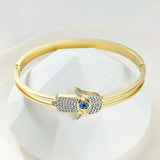 Golden Lucky Hamsa Hand Bracelet EVIL Eye Bangles