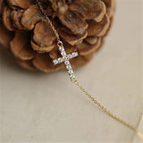 Zircon Cross 925 Silver Thin Bracelet 14K Plated