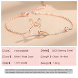 925 Silver Bracelet CZ Double Ring Rabbit Women Birthday Party Gift