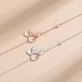 925 Silver Bracelet CZ Double Ring Rabbit Women Birthday Party Gift