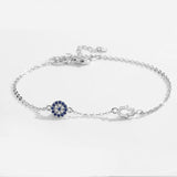 925 Sterling Silver Hamsa Hand Evil Eye Charm Bracelet