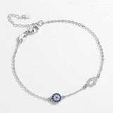 925 Sterling Silver Hamsa Hand Evil Eye Charm Bracelet