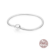 925 Silver Heart Leaves Love Snake Chain Bracelet for Charm Beads