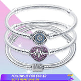 925 Silver Magic Eye Zircon Bracelet for DIY Charms & Bead Women