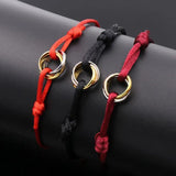 Titanium Steel Three-color Three-Ring Red Rope Lucky Jewelry