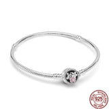 925 Sterling Silver Butterfly Clasp Snake Bone Chain Bracelet