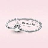 Genuine 925 Sterling Silver Mouse Stitch Heart Bracelet