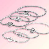 Genuine 925 Sterling Silver Mouse Stitch Heart Bracelet