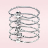 Genuine 925 Sterling Silver Mouse Stitch Heart Bracelet