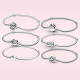 Genuine 925 Sterling Silver Mouse Stitch Heart Bracelet