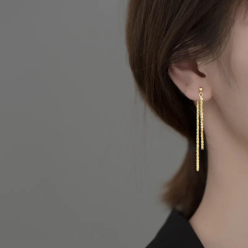 925 Silver Star Tassel Drop Earrings for Women