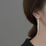 925 Silver Star Tassel Drop Earrings for Women