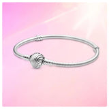 925 Silver Shell Bracelet - Heart Charm Jewelry