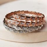 925 Silver Gold-Plated Diamond Snake Bracelet