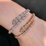 925 Silver Gold-Plated Diamond Snake Bracelet