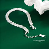 925 Silver Plated Braided Bracelet 4mm Width Italian Jewelry
