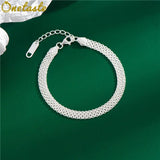 925 Silver Plated Braided Bracelet 4mm Width Italian Jewelry