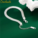 925 Silver Plated Braided Bracelet 4mm Width Italian Jewelry