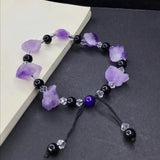 Natural Amethyst Hand-carved Rough Stone Bracelet Jewelry Men Women