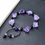 Natural Amethyst Hand-carved Rough Stone Bracelet Jewelry Men Women