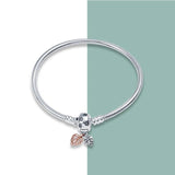 925 Silver Flower Heart Butterfly Charm Bracelet for Women