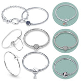 925 Silver Flower Heart Butterfly Charm Bracelet for Women