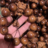 Yellow Pear Hand String Wooden Buddha Beads Bracelet Leaflet Red Sandalwood