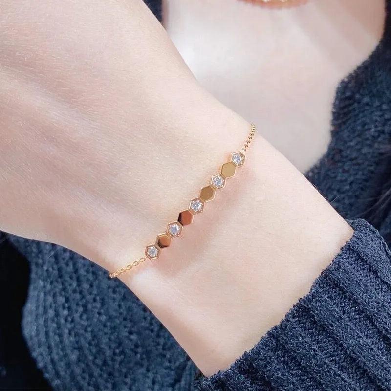 925 Sterling Silver Love Nest Honeycomb Bracelet for Women