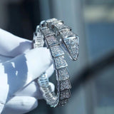 925 Silver Zircon Snake Head Bracelet High Jewelry