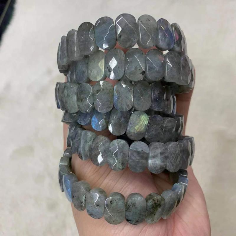 Labradorite Stone Beads Bracelet Natural Gemstone Jewelry Bangle
