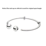 925 Sterling Silver Open Bangle End Caps for Pink Purple Pave Charm