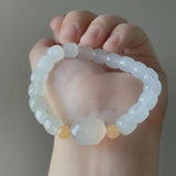 Arrival Rabbit Chalcedony White/Green Natural Jade She Taicui Beaded Bracelet
