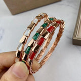 Rose Natural Malachite Fritillary Snake Bone Bracelet Women's Jewelry