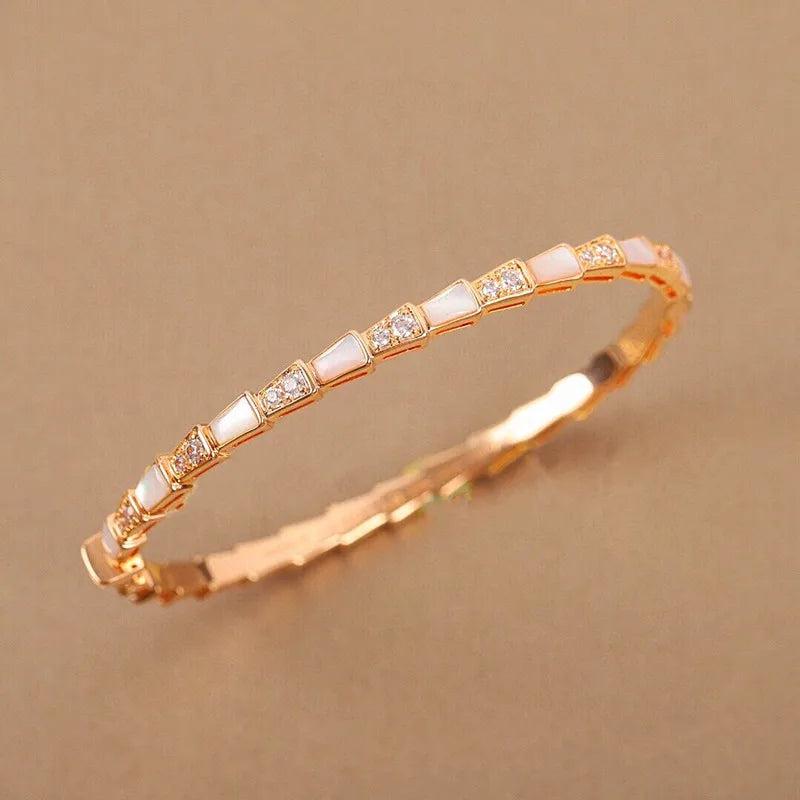 High Jewelry Red Chalcedony Snake Bone Bracelet