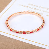 High Jewelry Red Chalcedony Snake Bone Bracelet
