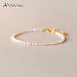 Natural Pearl Bracelet 925 Sterling Silver Tiny Freshwater Pearl