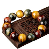 Red Yellow Tiger Eye Hand String Clear Stone Bangles Crystal Bracelet
