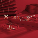 Lucky Rabbit Red Rope Bracelet Sterling Silver Zodiac Rabbit Agate Jewelry