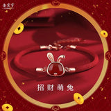 Lucky Rabbit Red Rope Bracelet Sterling Silver Zodiac Rabbit Agate Jewelry