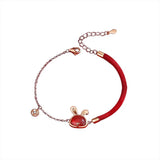 Lucky Rabbit Red Rope Bracelet Sterling Silver Zodiac Rabbit Agate Jewelry